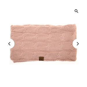 C.C. Beanie Co. Fuzzy Lined Pink Cable Knit Infinity Scarf